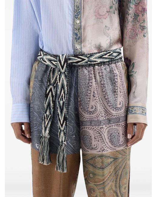 Pierre Louis Mascia White Printed Silk Belt