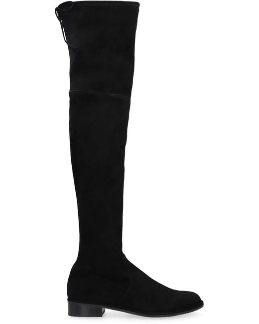 Stuart Weitzman Black Lowland Stretch Suede Over The Knee Boots