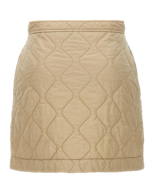 Burberry Natural Quilted Nylon Skirt