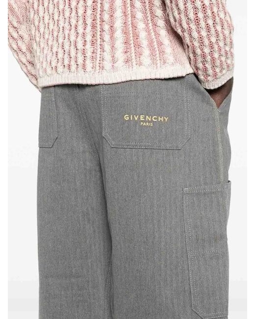 Givenchy Gray Denim Pants With Front Seams for men