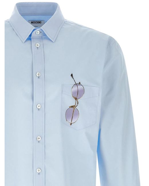 Moschino Blue Trompe-'Œil Print Shirt for men