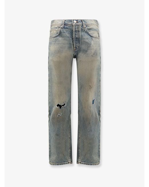 Enfants Riches Deprimes Gray Straight Leg Jeans With Destroyed Effect for men