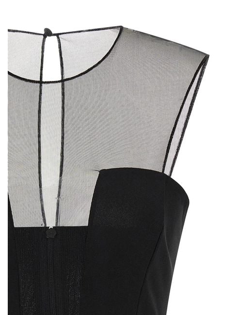 Nensi Dojaka Black Tulle Insert Dress