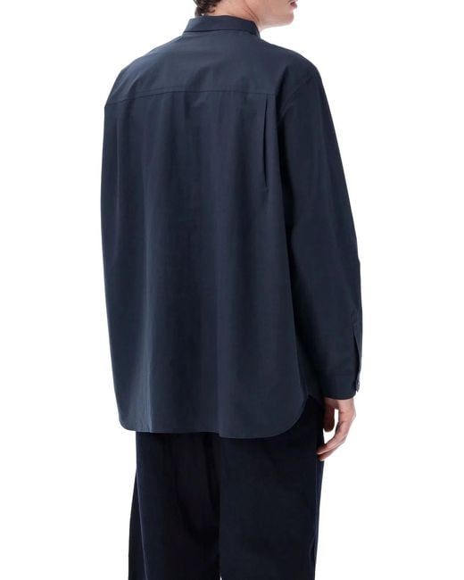 Still By Hand Blue Cotton Linen Shirt for men
