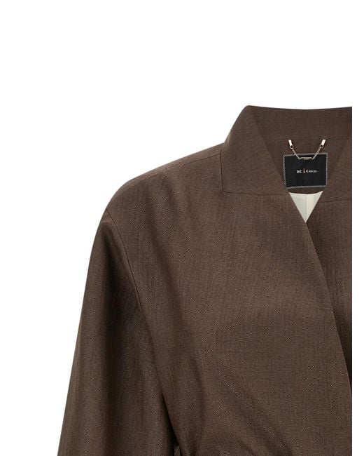 Kiton Brown Linen Blend Blazer