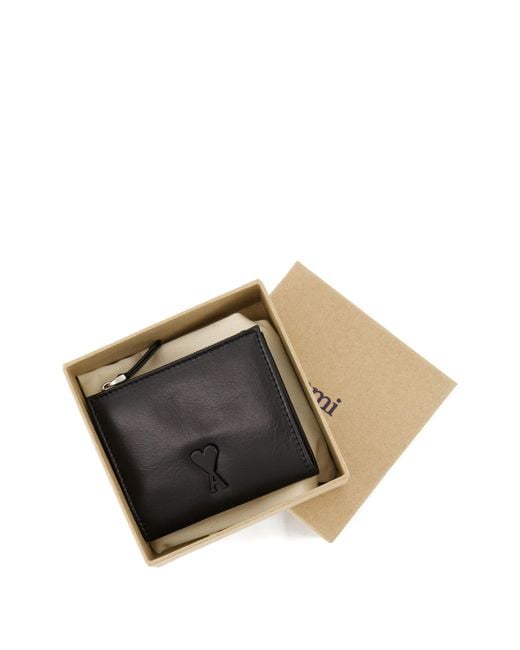 AMI Black Leather Wallet for men