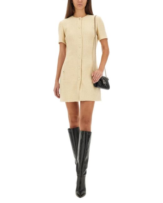 Gucci Natural Textured Wool Tweed Dress