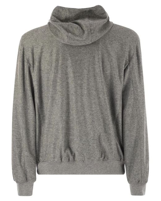 Fedeli Gray Reversible Bomber Jacket With Hood for men