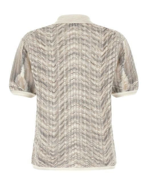 Missoni White 'Zig-Zag' Knit Polo Shirt for men