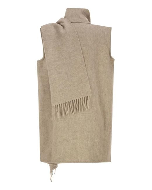 Fabiana Filippi Natural Wool Blend Cape Vest With Scarf