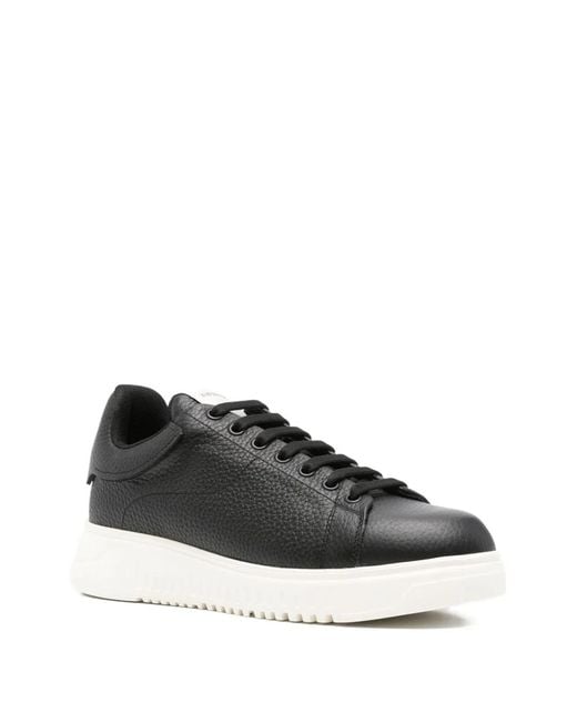 Emporio Armani Black Leather Sneakers for men