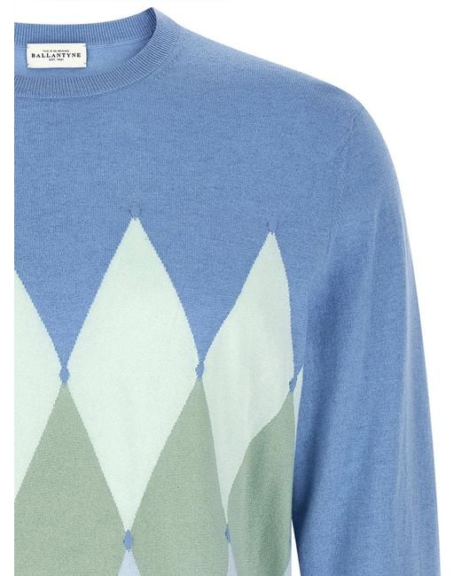 Ballantyne Blue Argyle Sweater for men