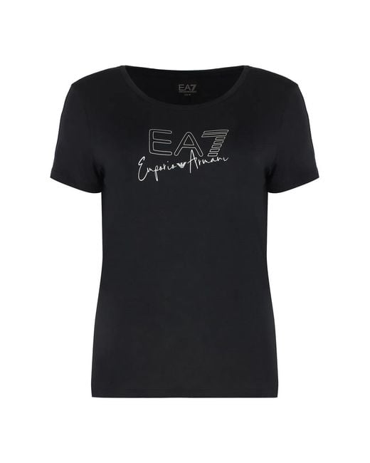 EA7 Black Viscose Crew-Neck T-Shirt