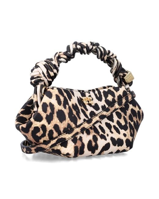 Ganni White Leopard Grained Mini Bou Bag