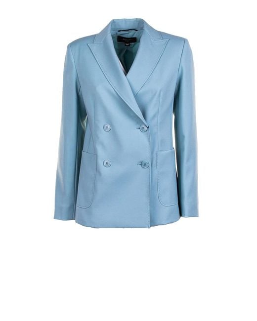 Weekend by Maxmara Blue Double-Breasted Blazer