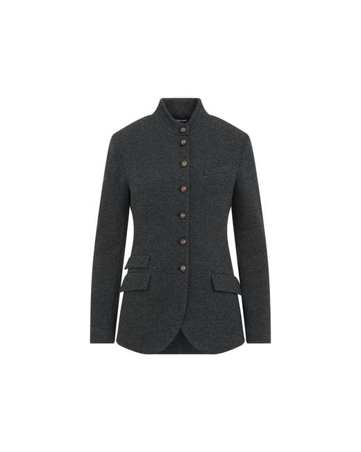 Giorgio Armani Black Fantasia Grigio Nero Wool Blazer