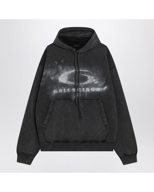 Balenciaga Black Faded Crayon Loop Oversize Hoodie for men