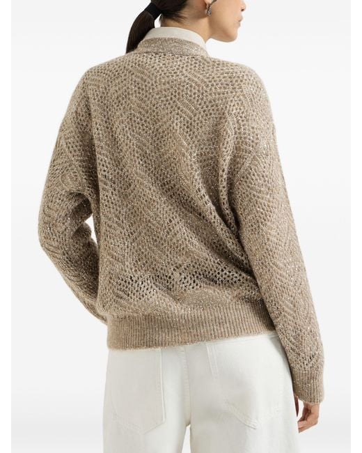 Brunello Cucinelli Natural Openwork Mohair Cardigan
