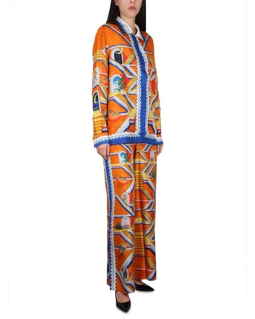 Casablanca Orange Escalier Print Pants