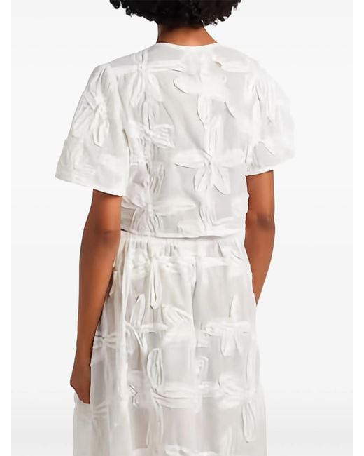 Farm Rio White Blouse With Embroidered Details