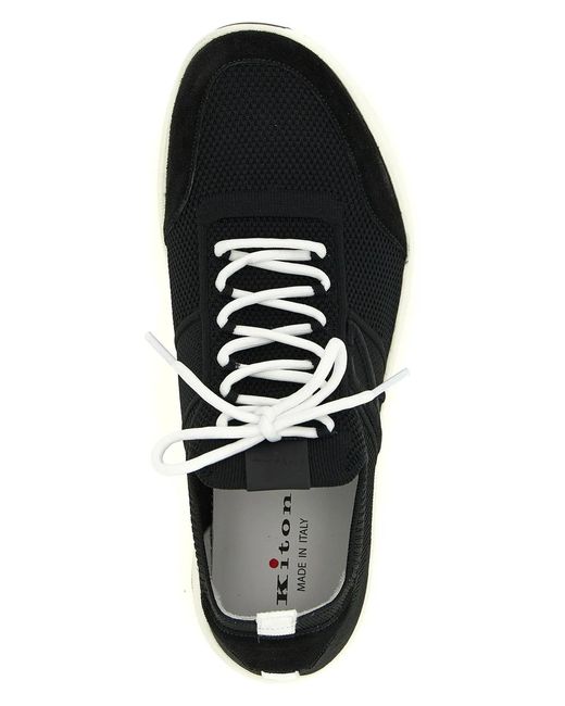 Kiton Black Technical Cotton Sneakers for men