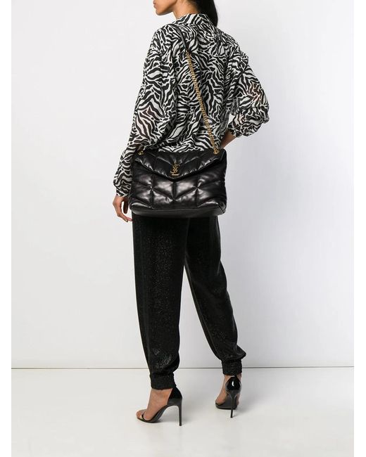 Saint Laurent Black Loulou Puffer Medium Bag