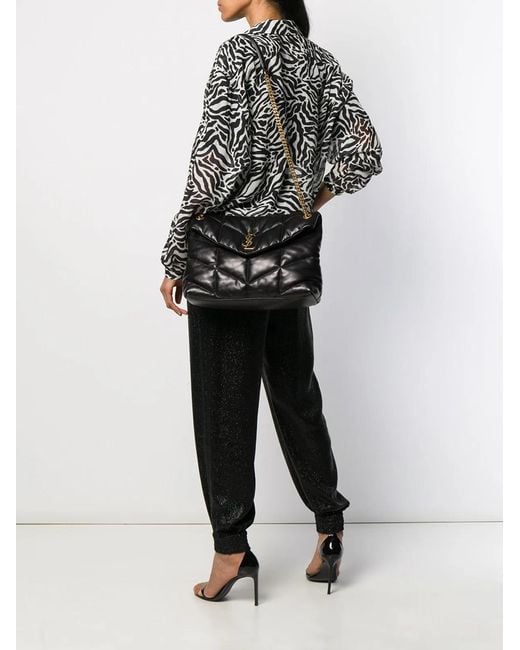 Saint Laurent Black Medium Loulou Puffer Shoulder Bag