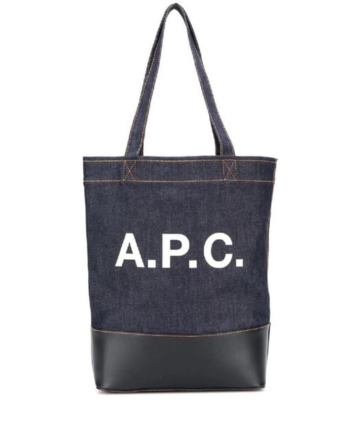 A.P.C. Blue Denim And Leather Shopping Bag for men
