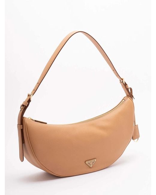 Prada White Demi-Lune' Large Shoulder Bag