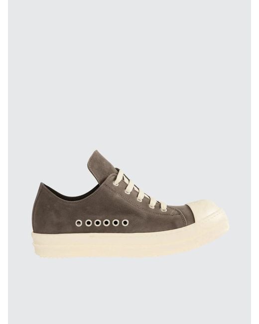 Rick Owens Gray Extreme Low Sneaks Dark Leather Shoes for men