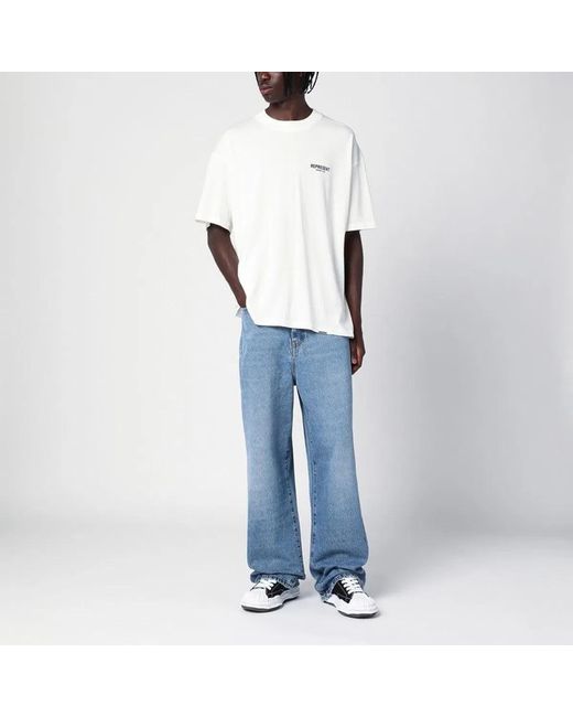 Represent White Cotton Tshirt With Logo for men