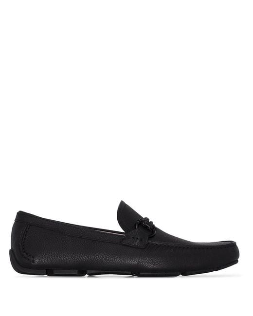 Ferragamo Black Gancini Driver Shoes for men