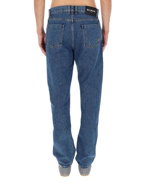 Balmain Blue Straight Denim Jeans for men