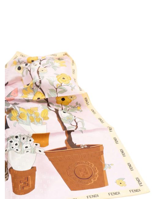 Fendi White Gardening Scarf