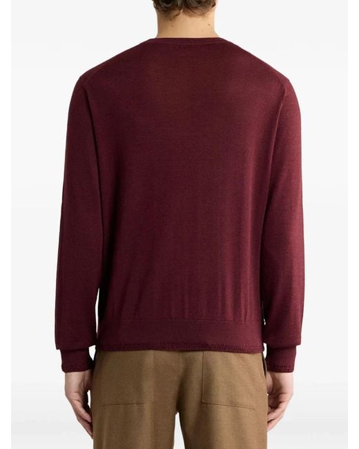 Etro Purple Wool And Silk Sweater With Pegasus Embroidery for men