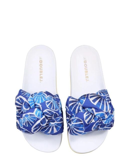 LaDoubleJ Blue Braid Slide Sandals