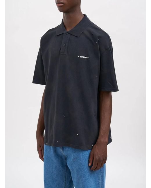Carhartt Blue Polo Painter 'Garment Washed' Piqué for men