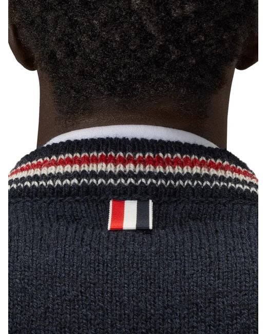 Thom Browne Blue Hector Intarsia-Knit Cardigan for men