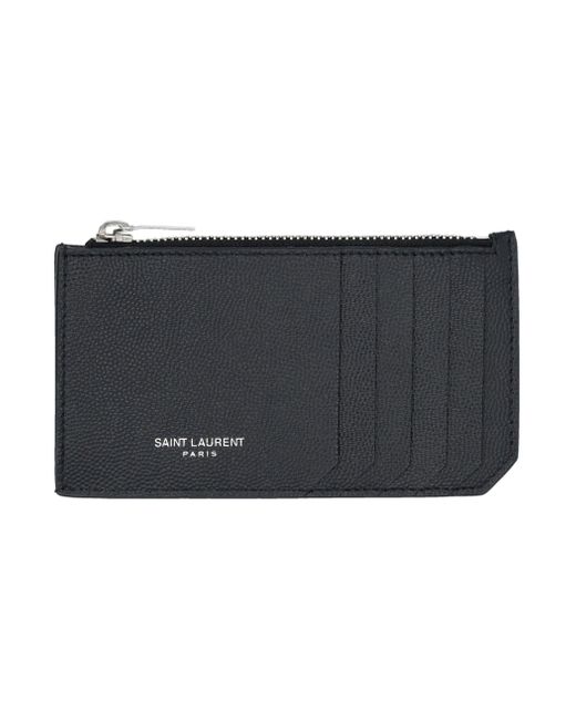 Saint Laurent Black Fragments Card Holder With Zip for men