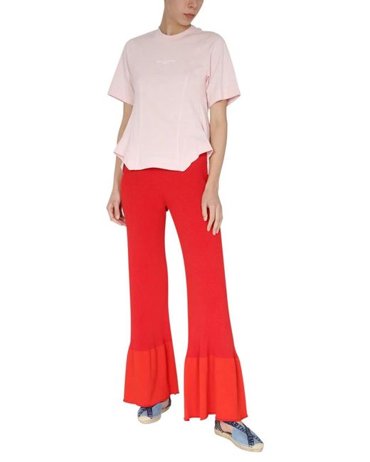 Stella McCartney Red Ribbed Knit Trousers