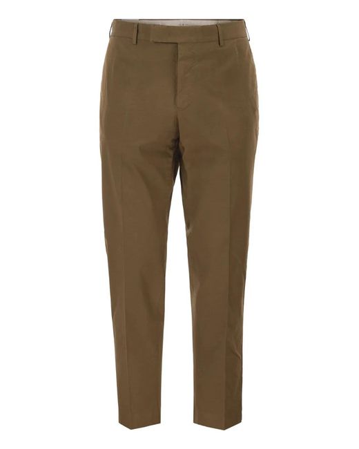 PT Torino Green Stretch Cotton Tailored Trousers for men