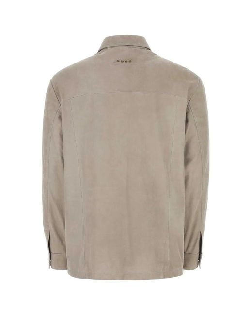 Etro Gray Dove Grey Suede Shirt for men