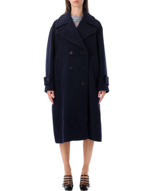Chloé Blue Oversized Double-Breasted Wool Coat