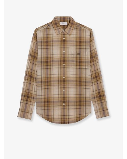 Céline Natural Checked Cotton Shirt for men