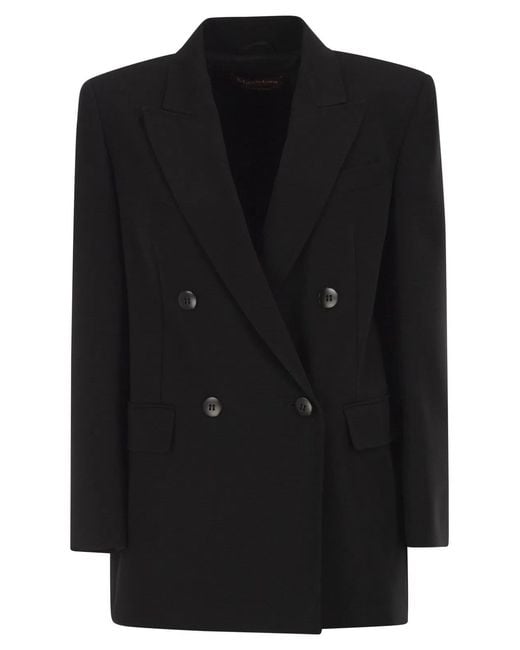 Max Mara Black Maxmara Studio Mstbaobab – Double-Breasted Triacetate And Polyester Blazer