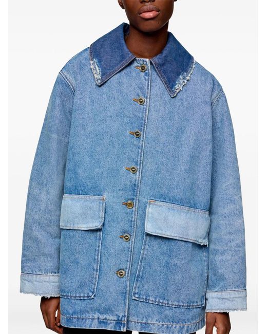 Ganni Blue Patchwork Denim Jacket