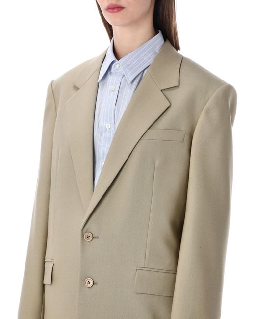 Saint Laurent Natural Single-Breasted Wool-Silk Blazer