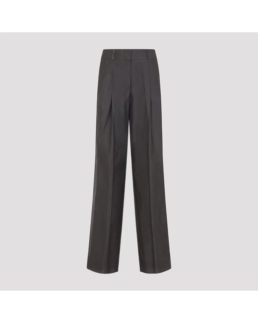 Peserico Gray Cotton And Silk Pants