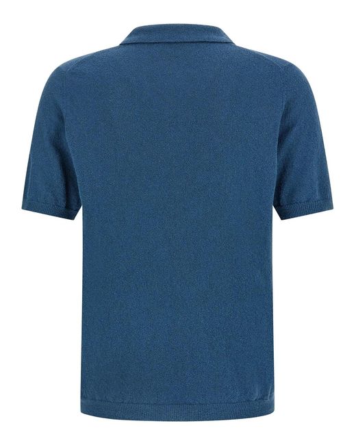 Roberto Collina Blue Spongy Effect Polo Shirt for men