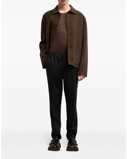 AMI Black Straight-Leg Tailored Pants for men